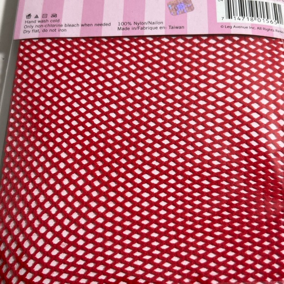 Leg Avenue Nylon Fishnet Pantyhose, Red Plus Size - Picture 4 of 9